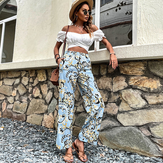 Floral Print Straight-Leg Pants by Elizabeth Ainsley