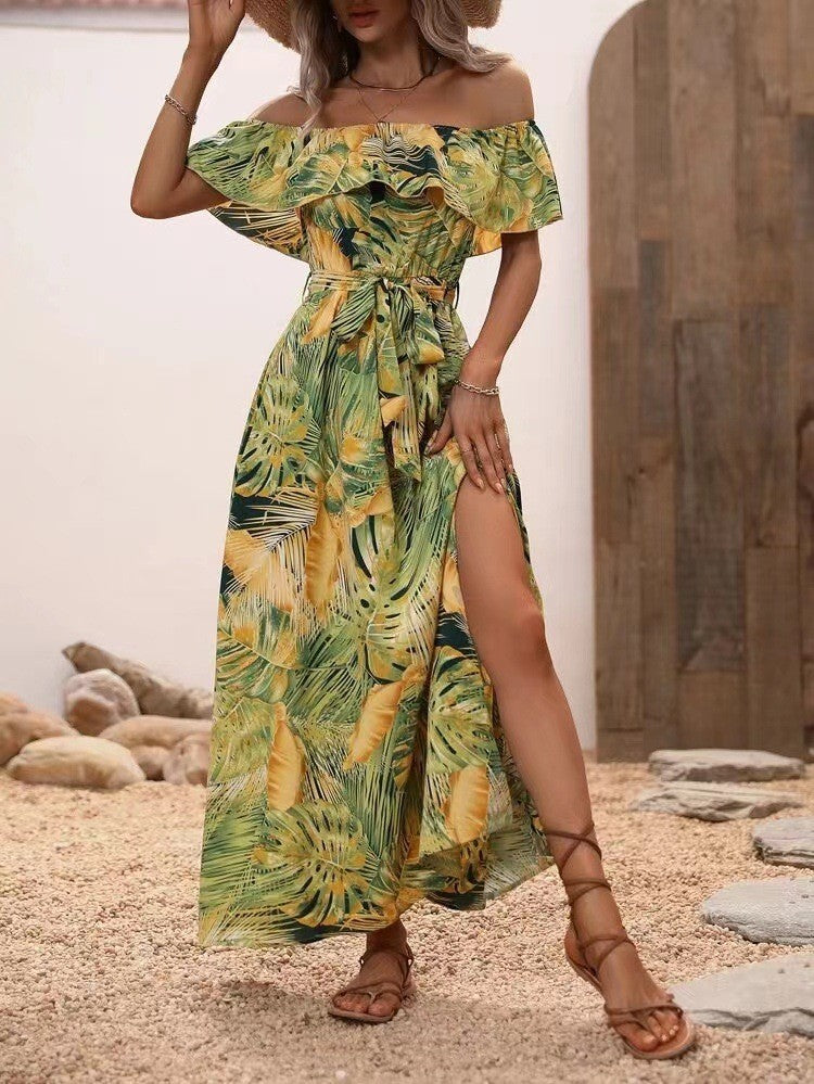 Elegant Elizabeth Ainsley Ruffled Floral Maxi Dress