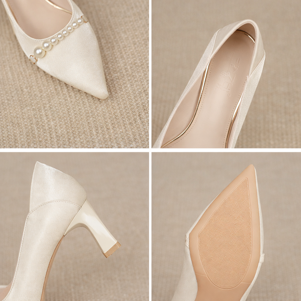 Elegant Pearl Pointed Heels by Elizabeth Ainsley