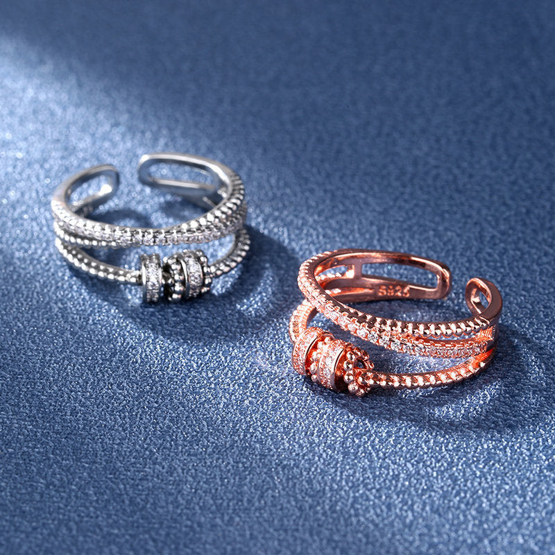 Pavé Coil Adjustable Open Ring – Modern Wrap Design