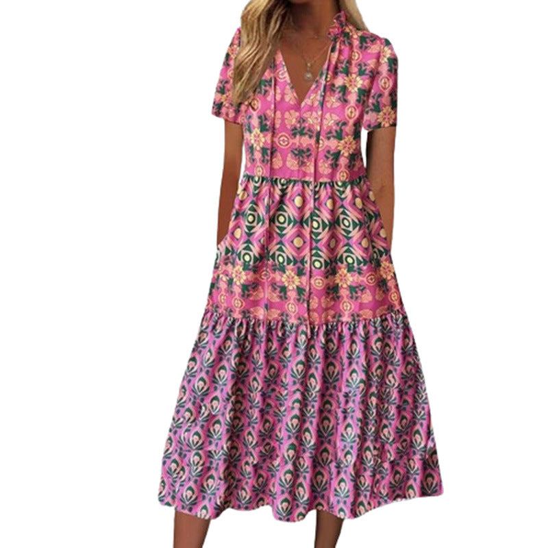 Vibrant Printed Elizabeth Ainsley Summer Midi Dress