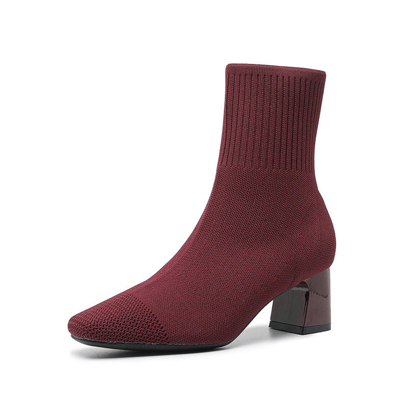 Mary | Classic Knit Block-Heel Orthopedic Sock Boots
