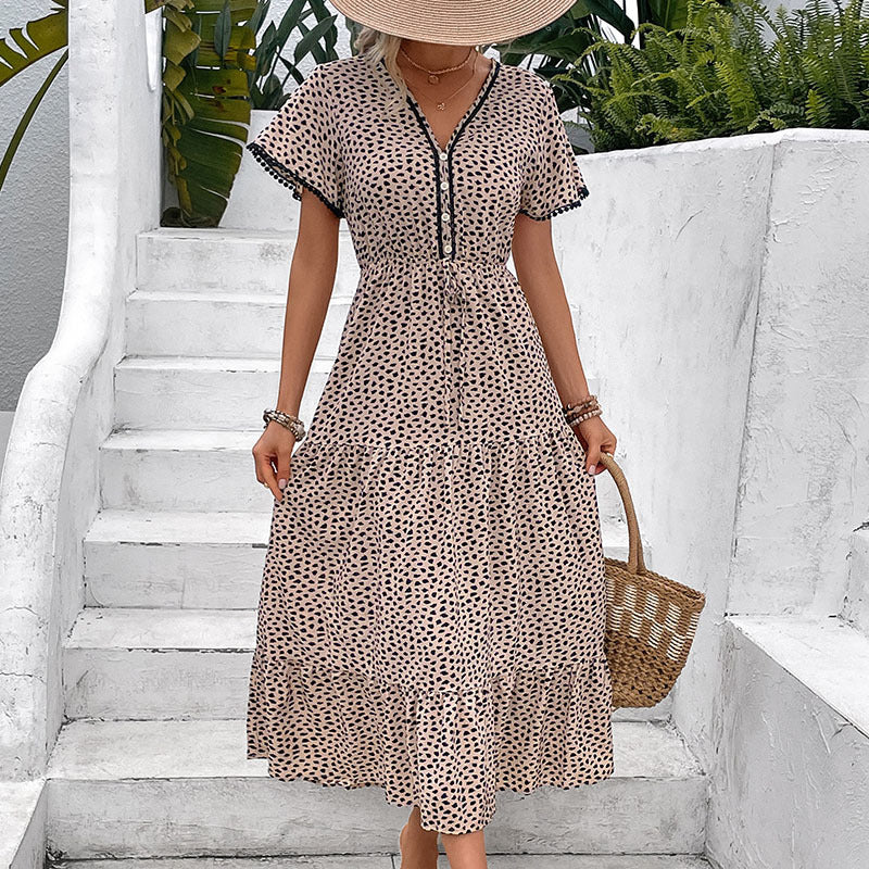 Leopard Print V-Neck Dress Elizabeth Ainsley