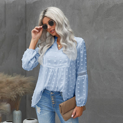 Chic Lace V-Neck Blouse by Elizabeth Ainsley