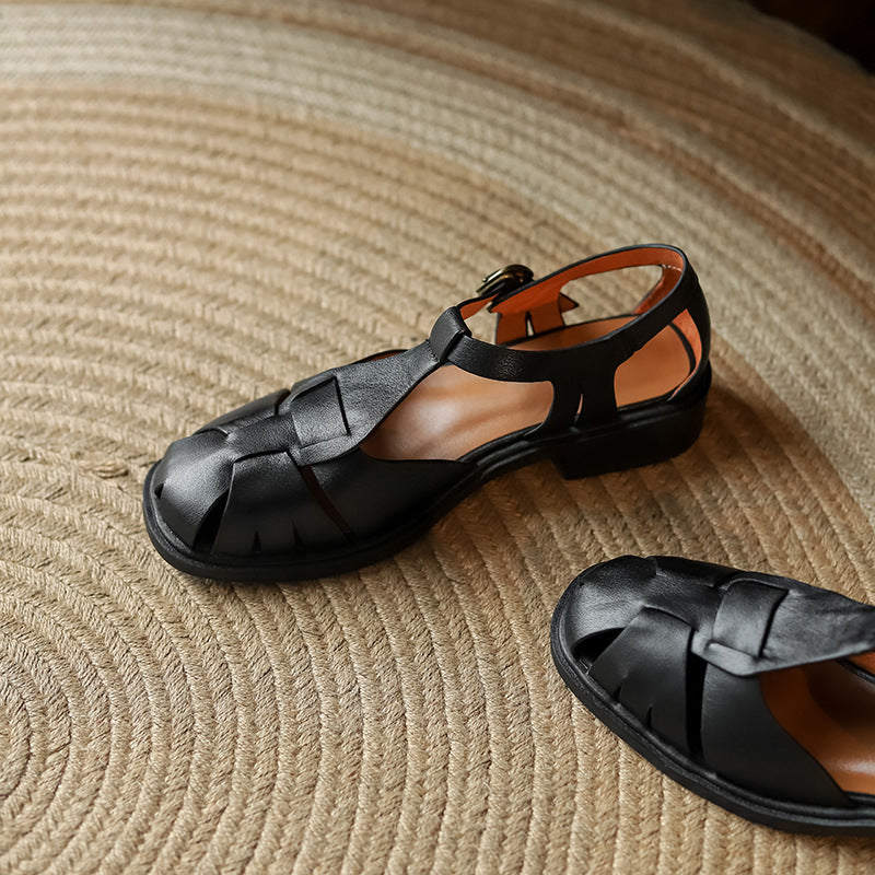Retro Cowhide Roman Sandals by Elizabeth Ainsley