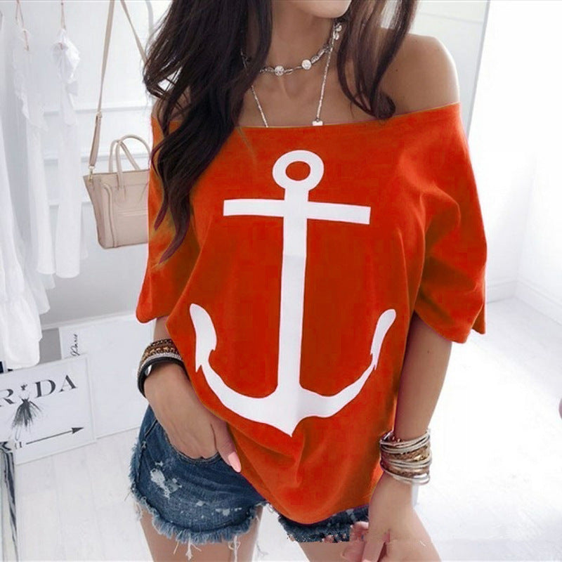 Nautical Anchor Off-Shoulder Top by Elizabeth Ainsley