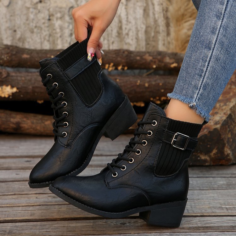 Elizabeth Ainsley Wedge Ankle Boots - Lace Up Comfort