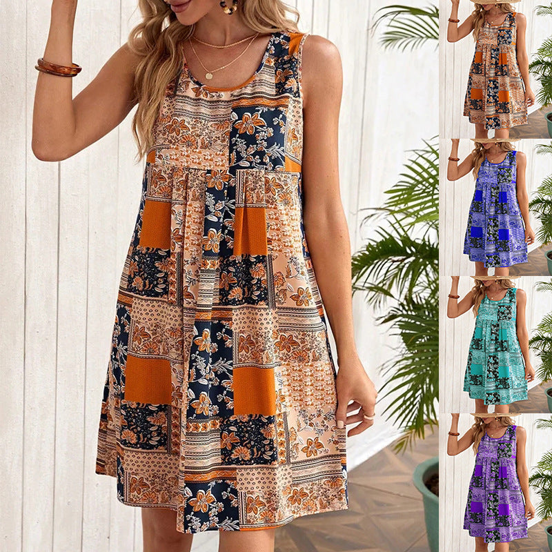 Printed A-Line Sleeveless Dress by Elizabeth Ainsley