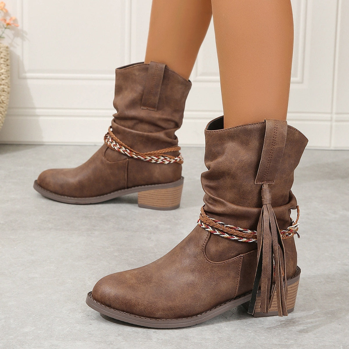 Elizabeth Ainsley Pleated Tassel Boots - Ergonomic Comfort