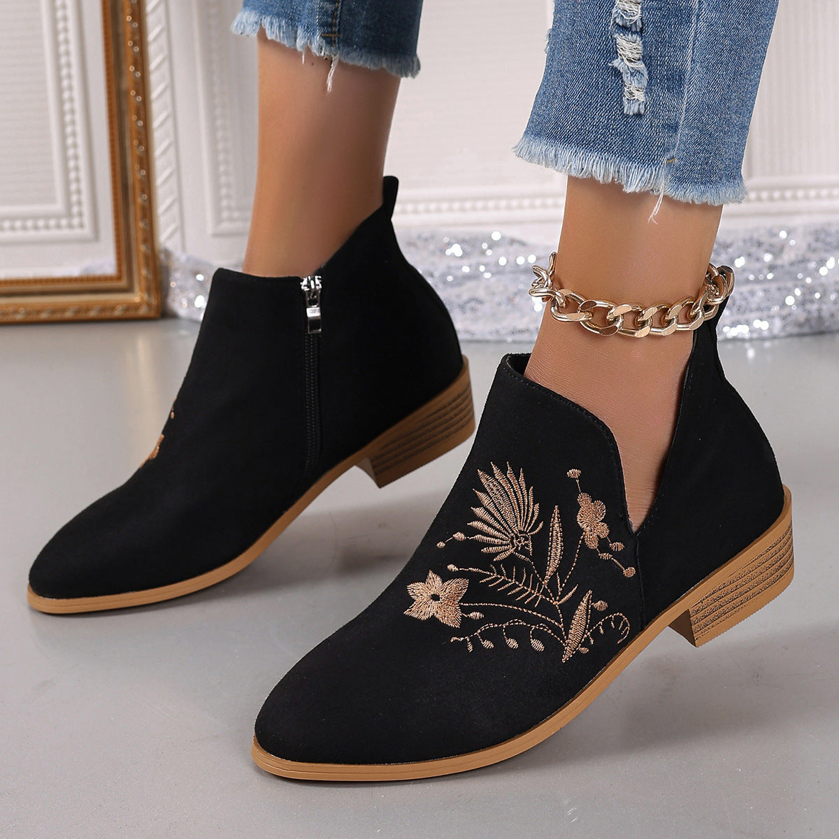 Elizabeth Ainsley Printed Short Boots - Pointed Toe Comfort