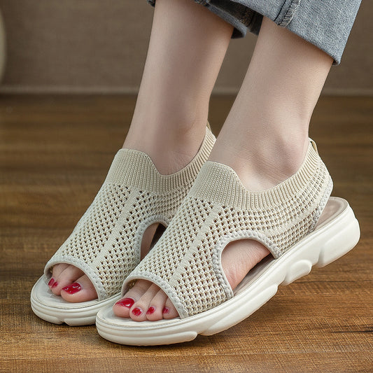 Breathable Knit Flat Sandals by Elizabeth Ainsley