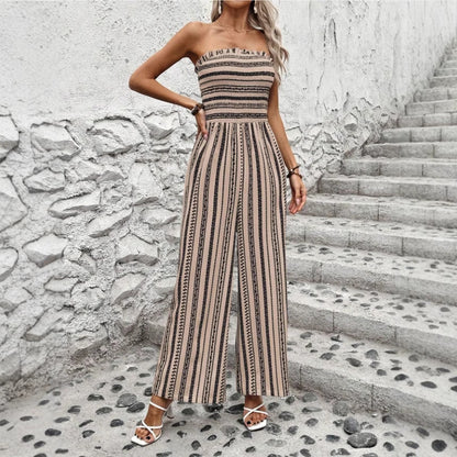 Chic Striped Elizabeth Ainsley Tube Top Jumpsuit