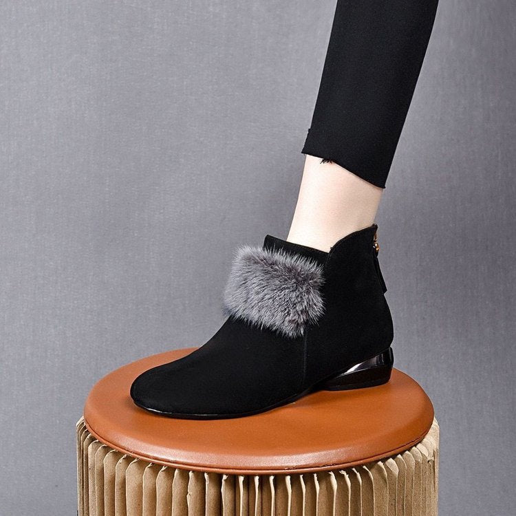 Maarja | Faux-Fur Trim Orthopedic Comfort Ankle Boots