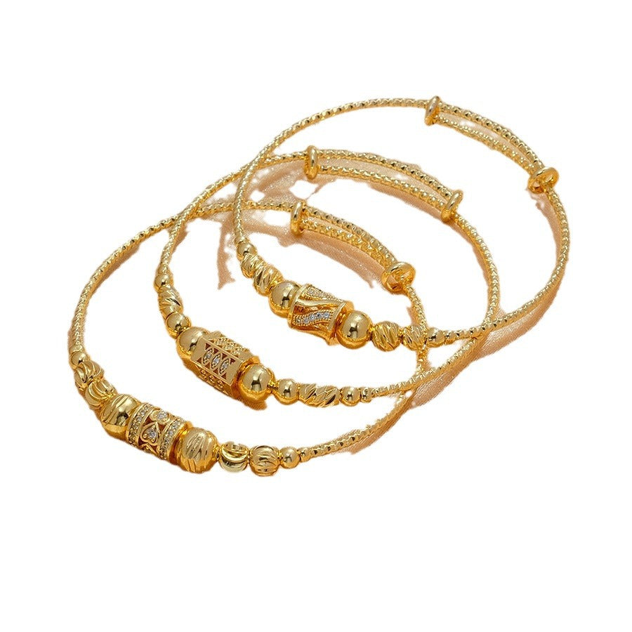 Beaded Adjustable Bangle Bracelet with Decorative Detail