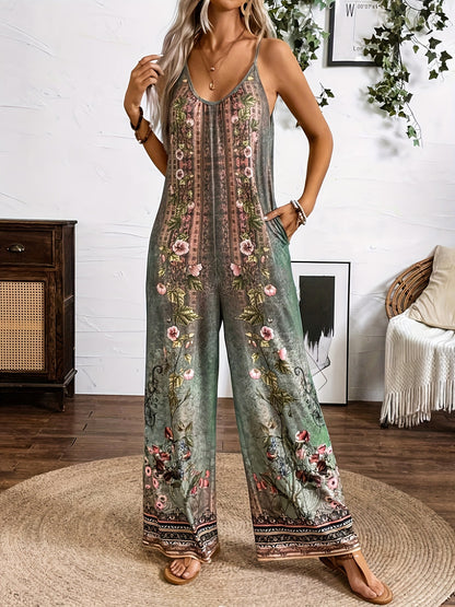 Boho Floral Elizabeth Ainsley Printed Jumpsuit