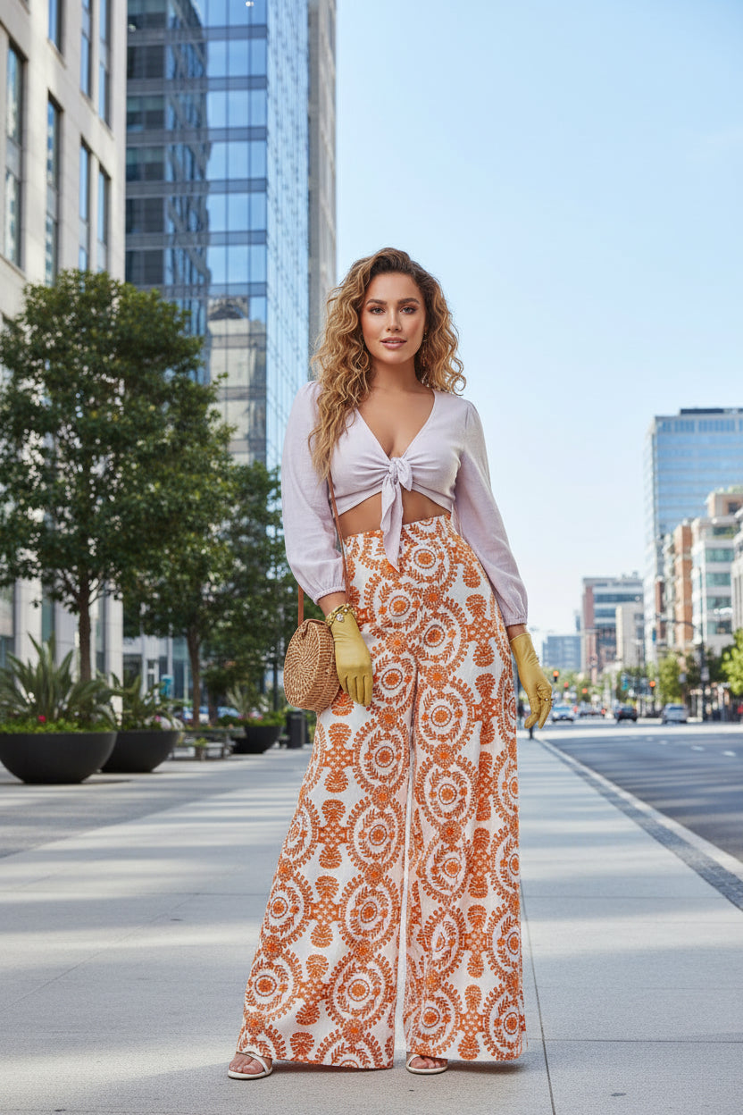 Vibrant Printed Elizabeth Ainsley Bootcut Pants
