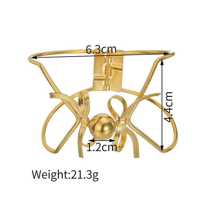 Geometric Open Cuff Bracelet with Intricate Center Detail