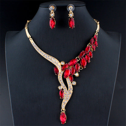 Luxury Red Crystal Bridal Jewelry Set