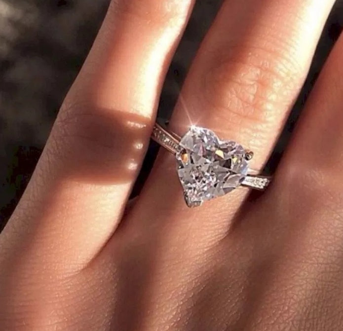 Heart Cut Solitaire Engagement Ring – Pavé Band Brilliance