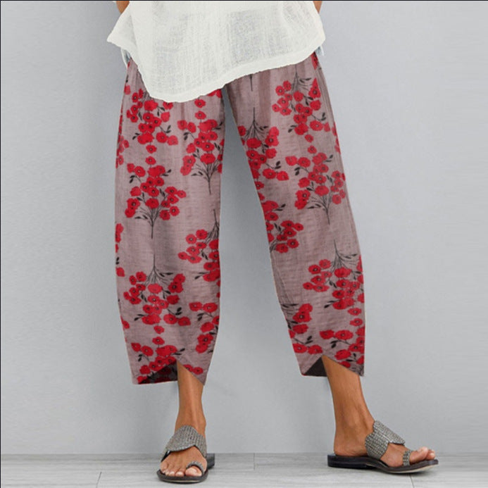 Retro Floral Wide Leg Pants Elizabeth Ainsley