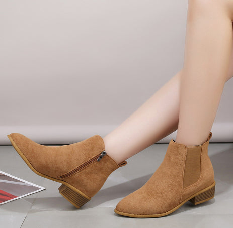 Elizabeth Ainsley Suede Ankle Boots - Thick Heel Comfort