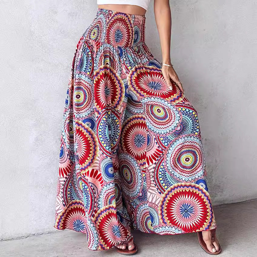 Retro Floral Wide-Leg Pants by Elizabeth Ainsley
