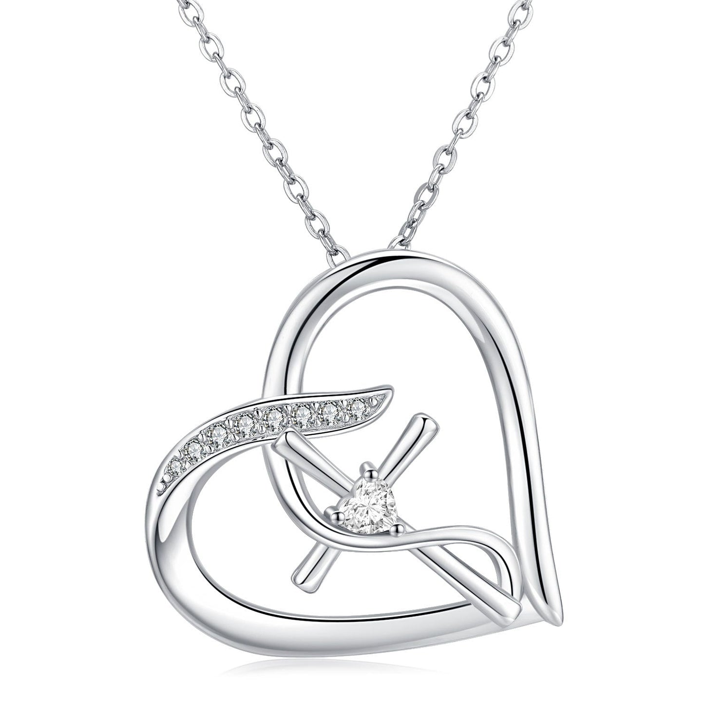 Sterling Silver Heart Cross Necklace