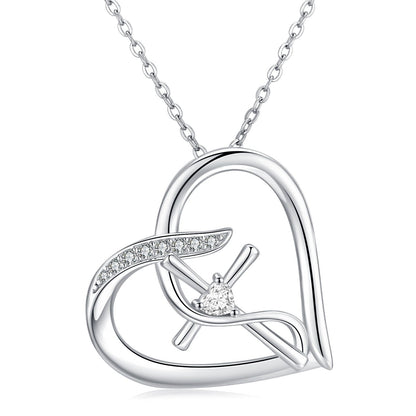 Sterling Silver Heart Cross Necklace