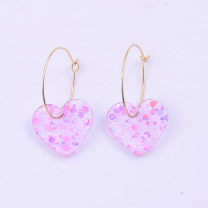 Minimalist Acrylic Sequin Heart Earrings