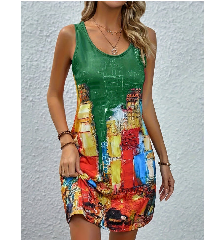 Vibrant Print Elizabeth Ainsley Summer A-Line Dress