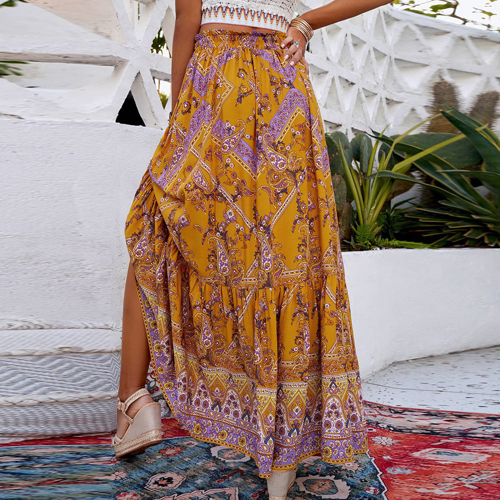Boho Geometric Elizabeth Ainsley Swing Maxi Skirt