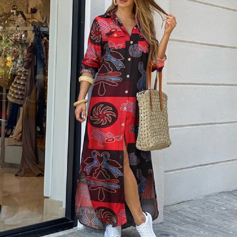 Vibrant Print Elizabeth Ainsley Shirt Dress