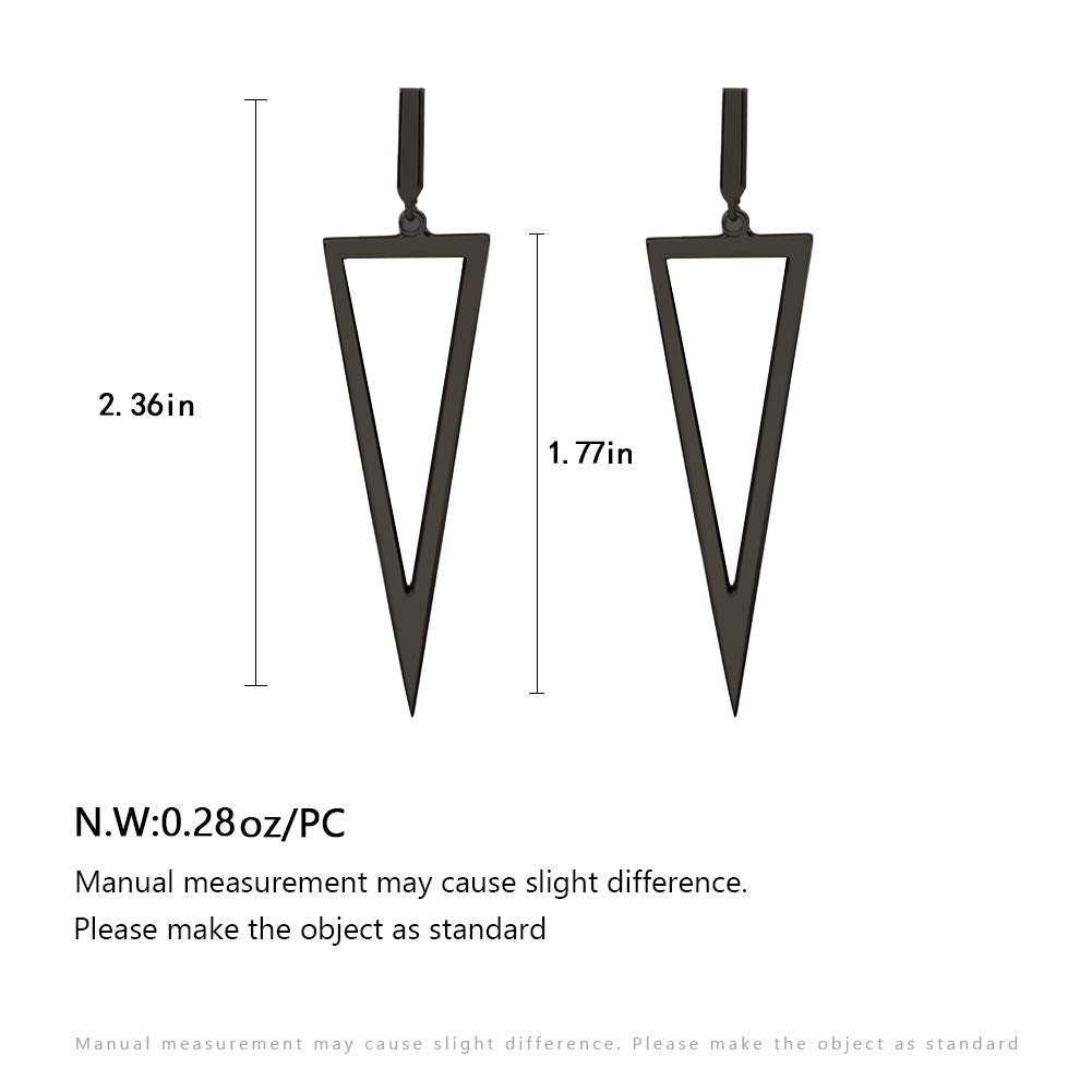 Black Geometric Triangle Drop Earrings