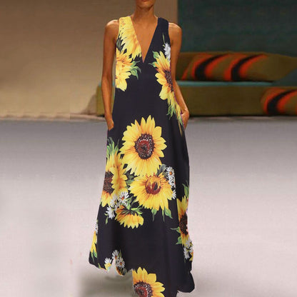 Boho Floral Elizabeth Ainsley Sleeveless Maxi Dress