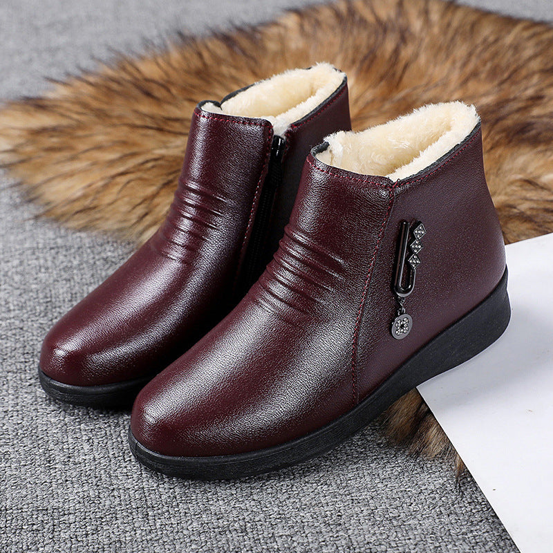 Elizabeth Ainsley Fleece-Lined Leather Shoes - Flat Comfort