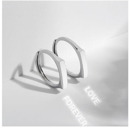 Minimalist Couple Rings Set – Faceted Promise Bands