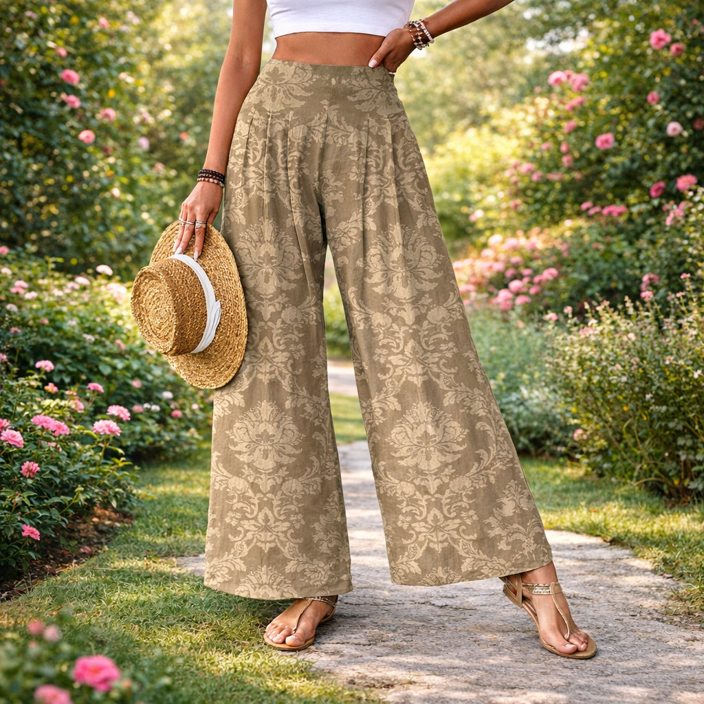 Elegant Floral High-Waisted Pants by Elizabeth Ainsley
