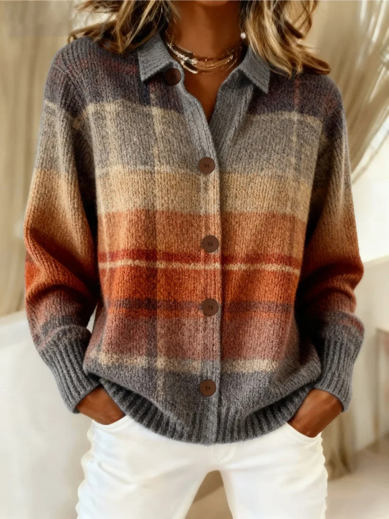 Cozy Stripe Cardigan Blouse by Elizabeth Ainsley