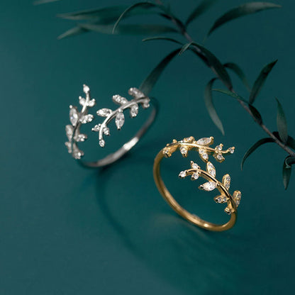 Adjustable Leaf Wrap Ring