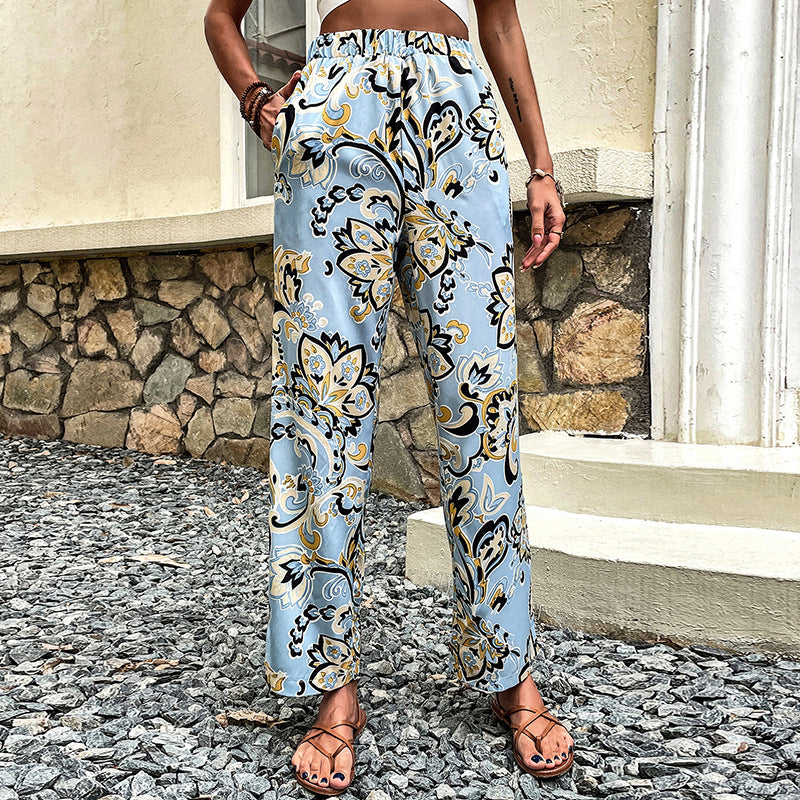 Floral Print Straight-Leg Pants by Elizabeth Ainsley