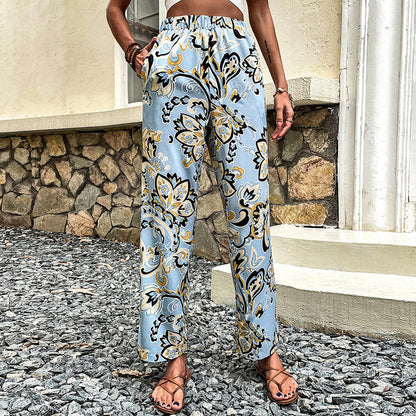 Floral Print Straight-Leg Pants by Elizabeth Ainsley