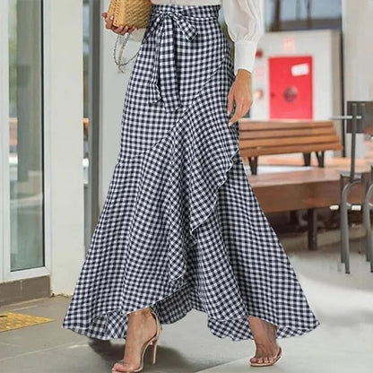 Plaid Ruffle Maxi Skirt by Elizabeth Ainsley