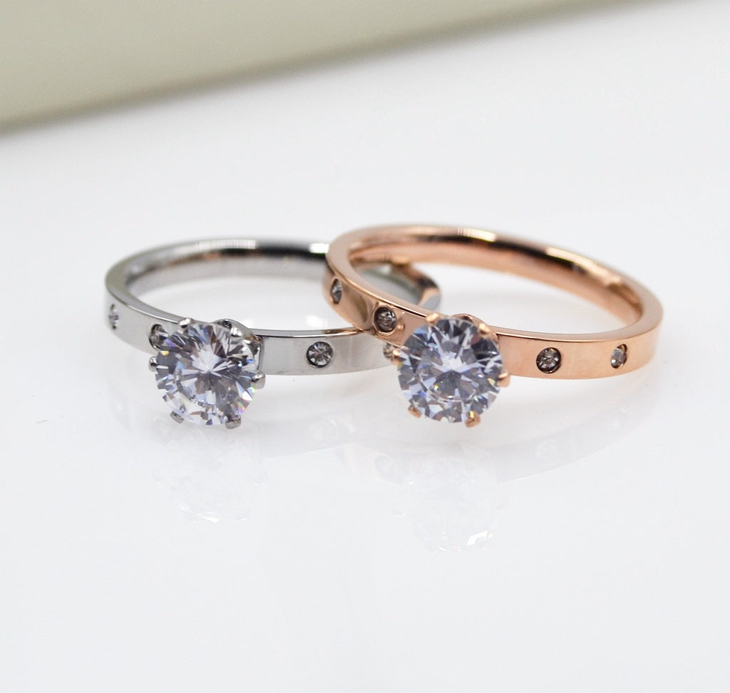 Classic Solitaire Crystal Engagement Ring