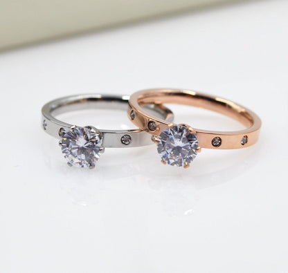Classic Solitaire Crystal Engagement Ring