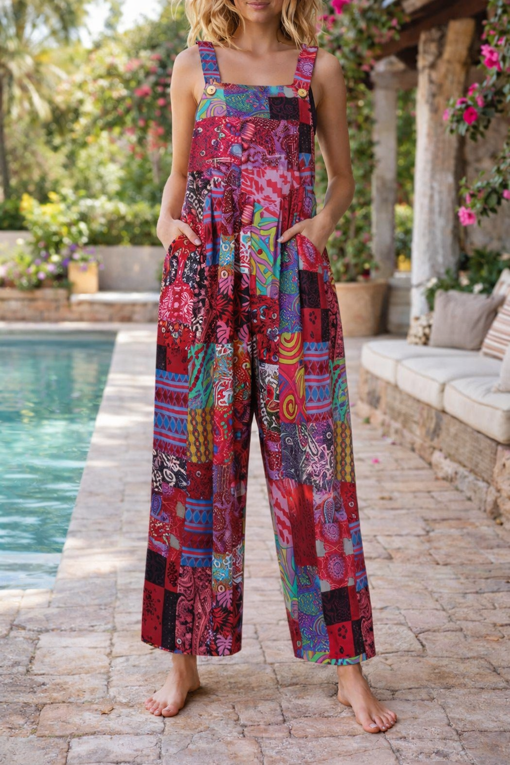 Floral Patchwork Elizabeth Ainsley Suspender Jumpsuit