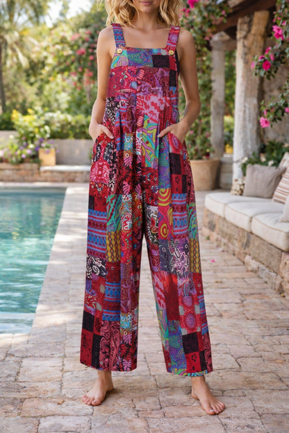 Floral Patchwork Elizabeth Ainsley Suspender Jumpsuit