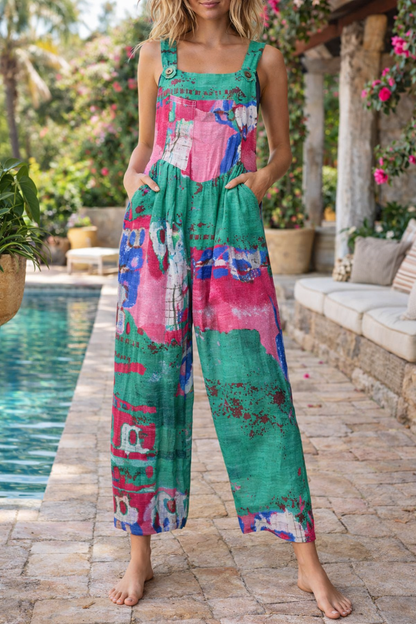 Floral Patchwork Elizabeth Ainsley Suspender Jumpsuit
