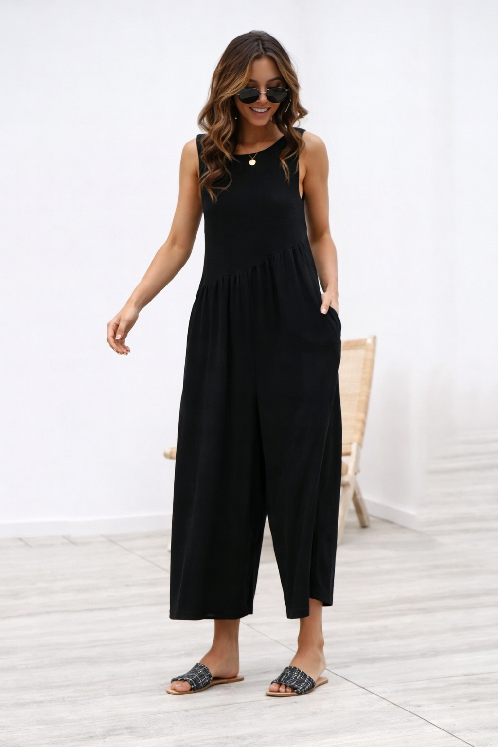 Chic Solid Color Vest Jumpsuit by Elizabeth Ainsley