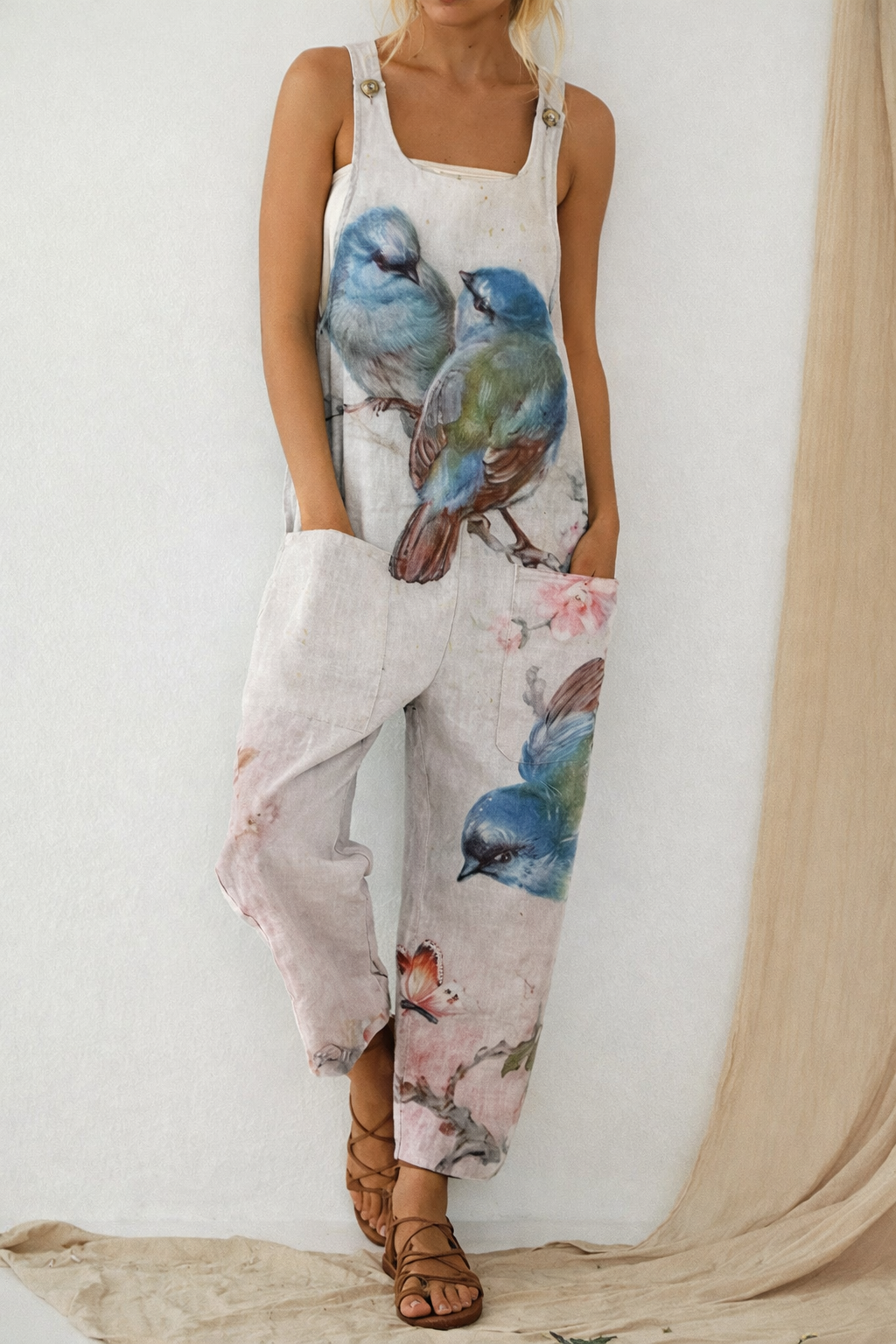 Artful Print Elizabeth Ainsley Loose Jumpsuit Trousers