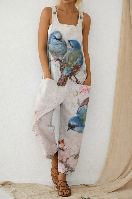 Artful Print Elizabeth Ainsley Loose Jumpsuit Trousers